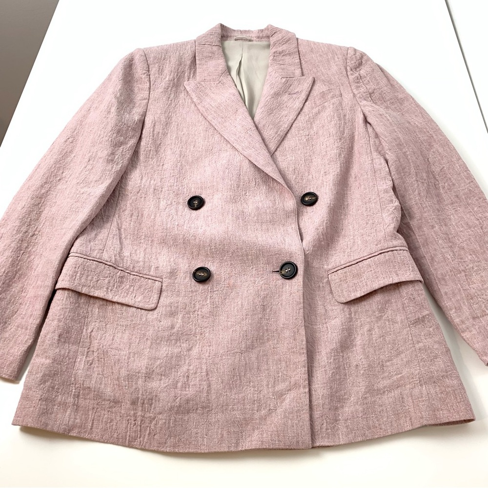 Brunello Cucinelli Linen Blazer Womens Pink Double Breasted Sz 40 Italy - Picture 5 of 16